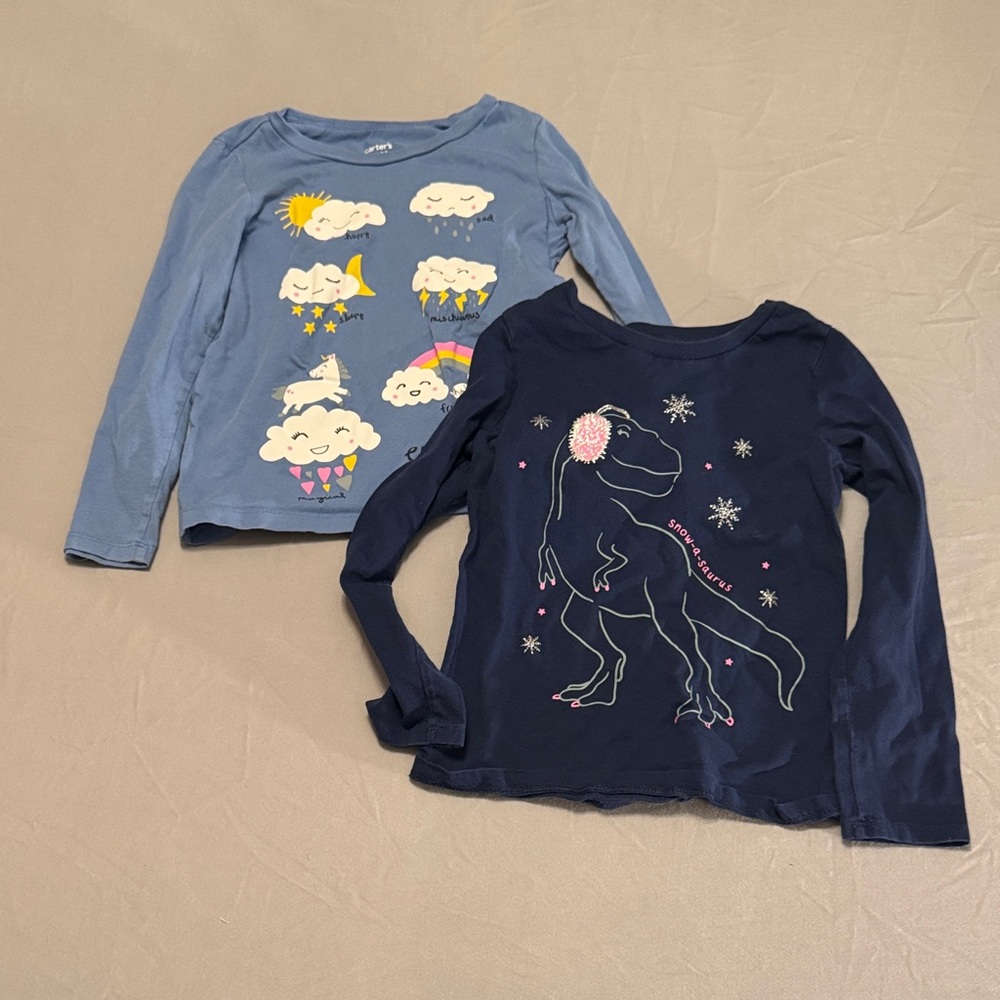 Carter's Kid (2) Graphic Long Sleeve Shirts Bundle - Size 6-6X